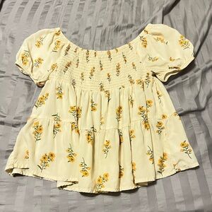 Girls Frilly Floral Dress Shirt NEW